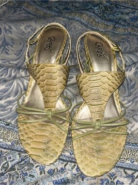 Carlos by Carlos Santana Olive Textured Slingback Sandals